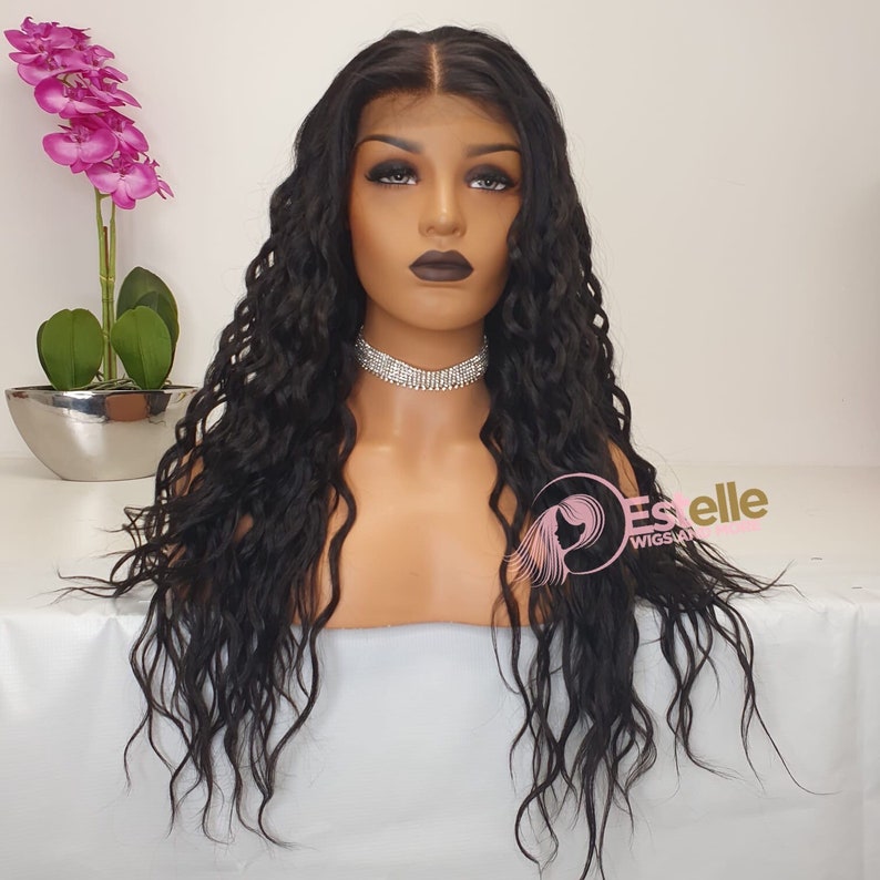 Natural Brown Roots Beach Wave Lace Frontal wig Wide | Etsy