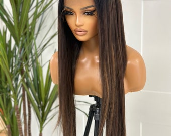 Anya Long 2-Braid Auburn Mix Lace Front Wig - Rooted Brown - Stylish Heat-Safe Synthetic Hair