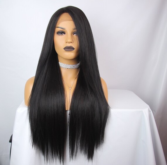 Jet Black Straight Human Hair Style Mix Wig Multiple Etsy