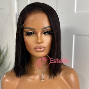 Natural Black Short  Bob 100%  Human Hair  Straight HD Lace Closure  Wig-Beiginner Friendly | Combs | Adjustable Straps | Ready To Ship