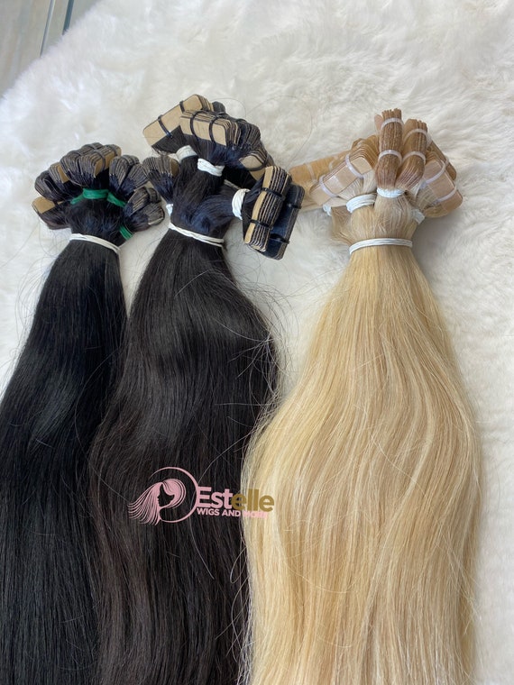 Premium Virgin Human Hair Tape Hair Extensions Double Drawn - Etsy Premium Virgin Human Hair Tape Hair Extensions Double Drawn - Etsy
