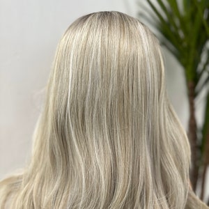 JEAN Long Rooted Light Ash Platinum Blonde Mix Wavy 13 by 4 Lace Frontal Wig Heat Safe Synthetic Fibre Realistic Hairline image 8