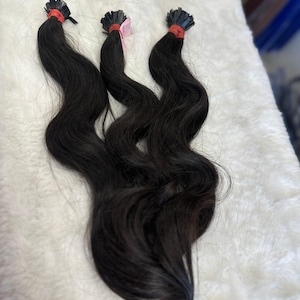 K tip 18 inches  Raw Cambodia Human Hair  Extensions | Double Drawn Hair | Ethically Sourced | Natural Black-150g