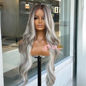 Rooted Ash Blonde Mix Straight Synthetic Lace Front Wig – DUCHESS