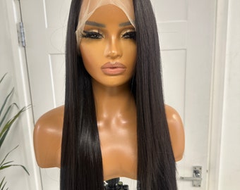 Quinn-Jet Black Long Straight  Full Lace   Wig | Heat Safe Quality Synthetic Hair  |Realistic wig | Multiple Styling Options
