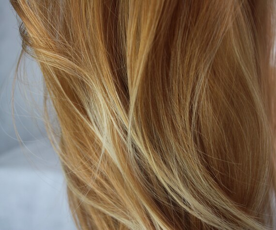 3 Tone Rooted Strawberry Blonde Golden Brown With Light Blonde Tips 24 Inches Long Layered Length Soft Swiss Lace Front Synthetic Wig