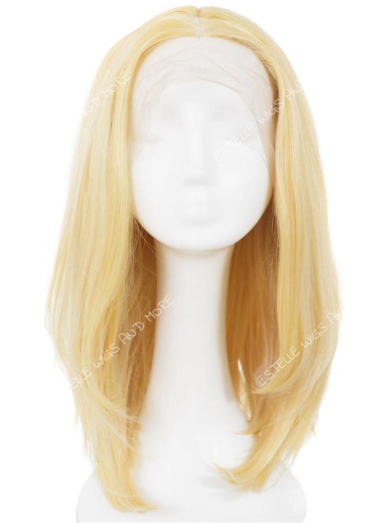 Yellow Light Blonde With White Streaks Shoulder Length Angled Etsy