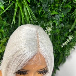 INES-Silver White / Straight Short Bob T Lace Frontal Wig Premium Heat Safe Fibre 150% Density image 4