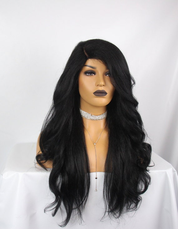 Blowout Texturelong Natural Jet Black Wavy Layered Side Etsy