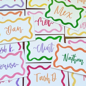 Place Cards - Rectangle Wavy Line (Colourful)