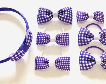 Handmade Girls Hair Bow Bobbles Double Gingham Red Sold In Pairs