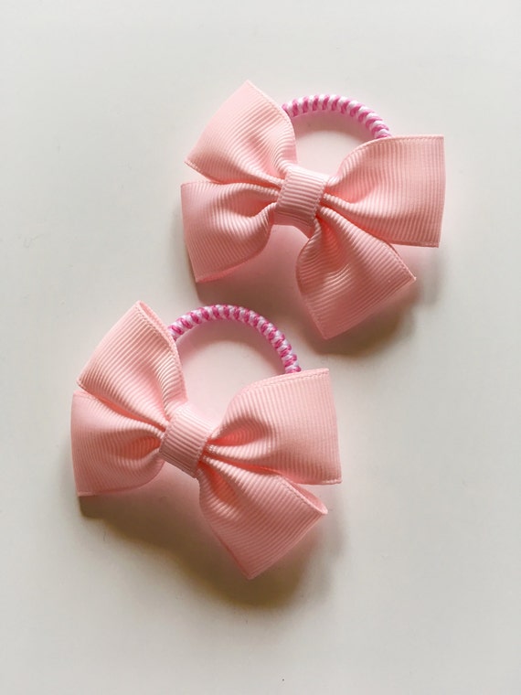 Pair Of Pale Baby Pink Bobbles Pigtail Bobbles Hair Bows Etsy