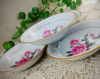 Cuencos vintage para bayas, Noritake Lindrose Rose: porcelana de los años 50, juego de 4