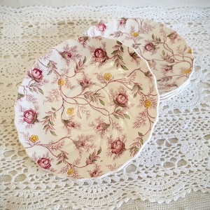 Spode Copeland Saucers Rosebud Chintz England Set of 4 Cottagecore Farmhouse Chic