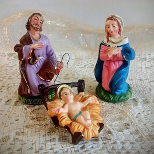 Nativity Holy Family / 3 Piece set / Italy Mary Joseph Baby Jesus