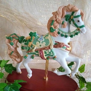 Carousel Horse Irish Shamrocks Lenox Carousel Animals Collection 1999 Retired Bisque Porcelain Hand Painted