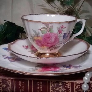 English Bone China Tea Cup, Saucer, and Luncheon Plate Trio by Royal Ardalt