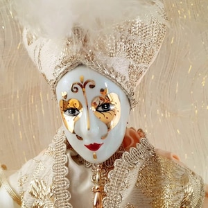 Pierrot Doll / Venetian Masked Ball Doll / Boudoir Doll / Harlequin Doll / Art Doll / Collector Doll / Home Décor / with Stand