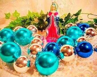 ヴィンテージ マーキュリーガラス クリスマスオーナメント：ターコイズ