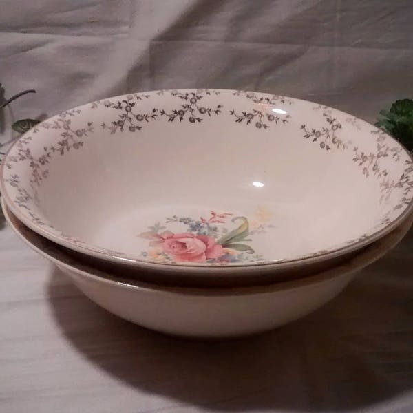 Camwood Ivory Two  Vintage Serving Bowls or Vegetable Bowls – 9 inches  Cottagecore Farmhouse Chic