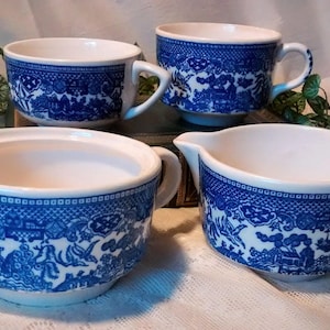 Blue Willow Creamer and Sugar Bowl No Lid / NO CUPS