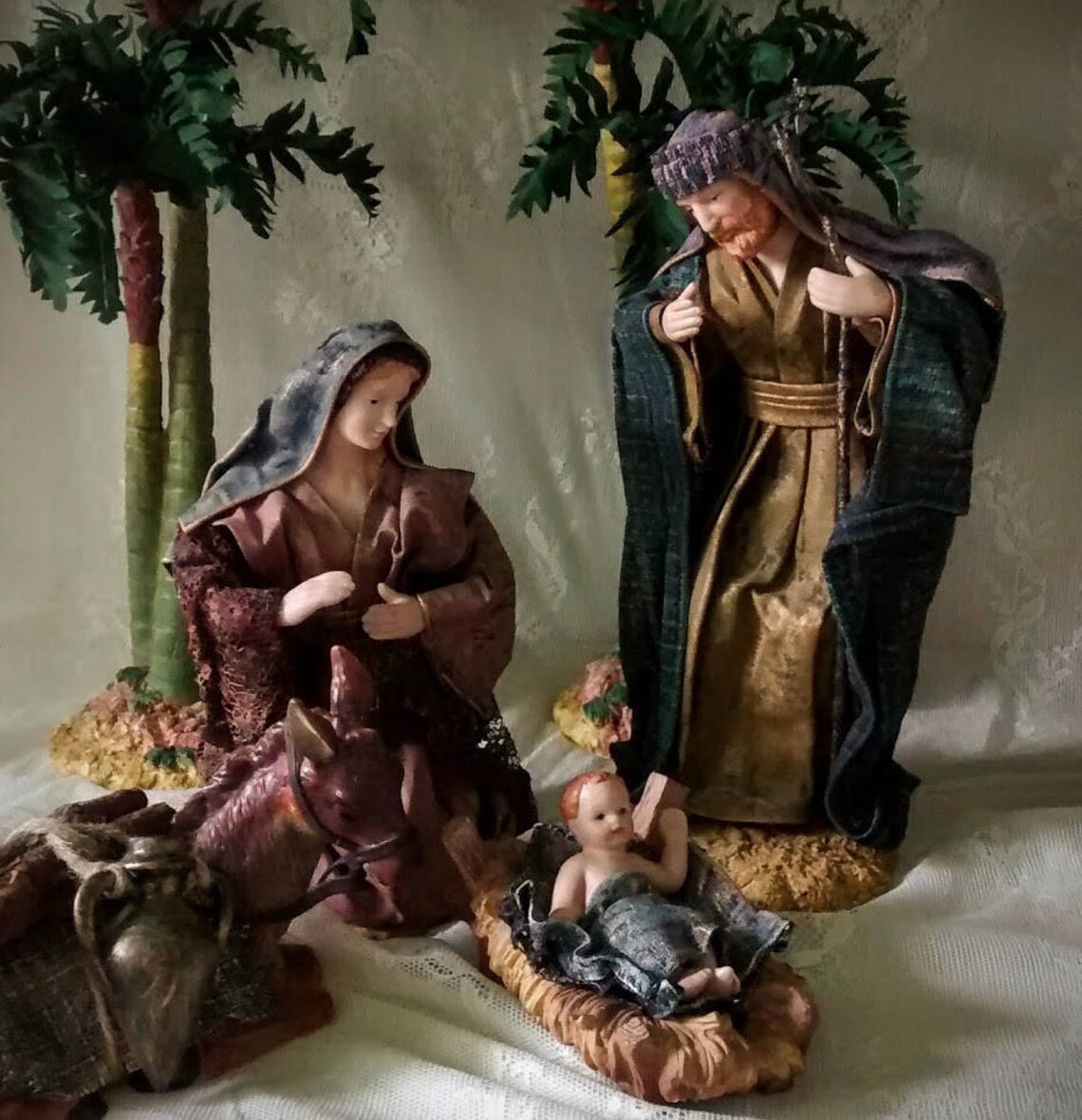 Vintage Nativity Scene with 11 Large Pieces in Fabric Maché Etsy