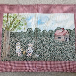Fabric Wall-hanging  Quilted Cottagecore Farmhouse Chic  Fabric Collage