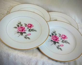 Dinner Plates Vintage Noritake Lindrose Rose Floral Romantic 1950s