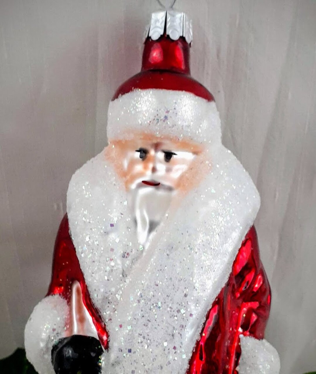 ラ*ク様 95 ⭐️唯一無二⭐️【ツヤツヤ⭐️赤】⭐️色抜けピコ⭐️クリスマスロ Vintage Christopher Radko Russian Santa Christmas Ornament 91-112