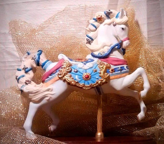 Vintage Lenox Celestial Charger Carousel Horse : Handpainted Bisque Porcelain Figurine (1997)