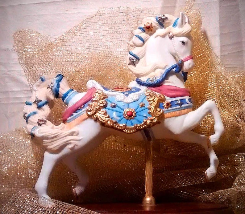 Vintage Lenox Celestial Charger Carousel Horse : Handpainted Bisque Porcelain Figurine (1997) image 1