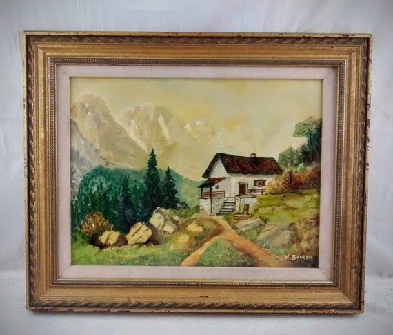 Vintage Oil Painting Alpine Scene Professionally Framed - How Much To Get Something Professionally Framed Vintage Oil Painting Alpine Scene Professionally Framed - How Much To Get Something Professionally Framed