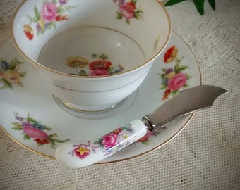 Cuchillo de queso vintage con mango de porcelana china: Crown Derby England