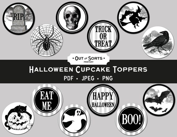 Halloween Cupcake Toppers Printable Halloween Party - Etsy