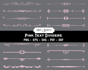 Roze tekstscheidingslijnen, Pale Rose SVG-frames, Valentijnsdag clipart, paginaornamenten, paasranden