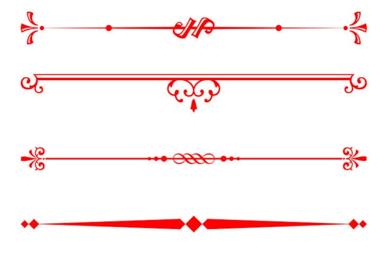Red Text Dividers, Red Decorative Dividers, Red Ornament Clipart, Red