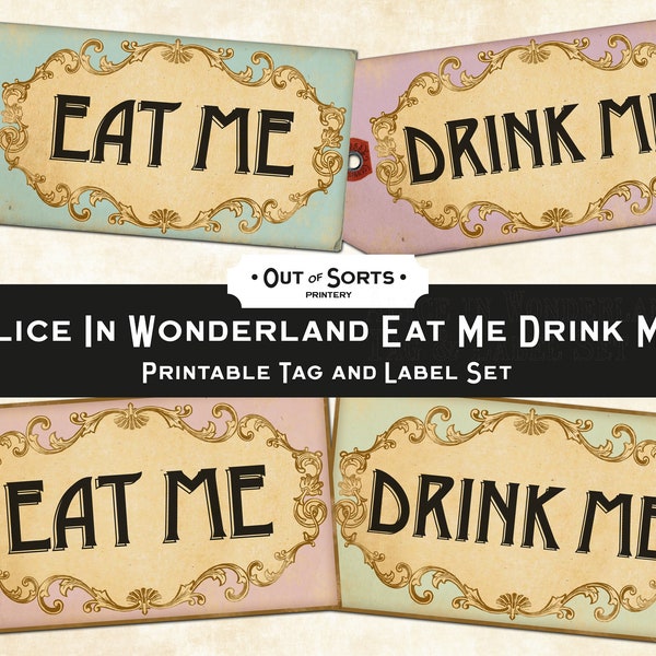 Alice in Wonderland Tags, Alice Labels, Eat Me Tags, Eat Me Labels, Drink Me Tags, Drink Me Labels, Printable Alice Party, Alice Tea Party