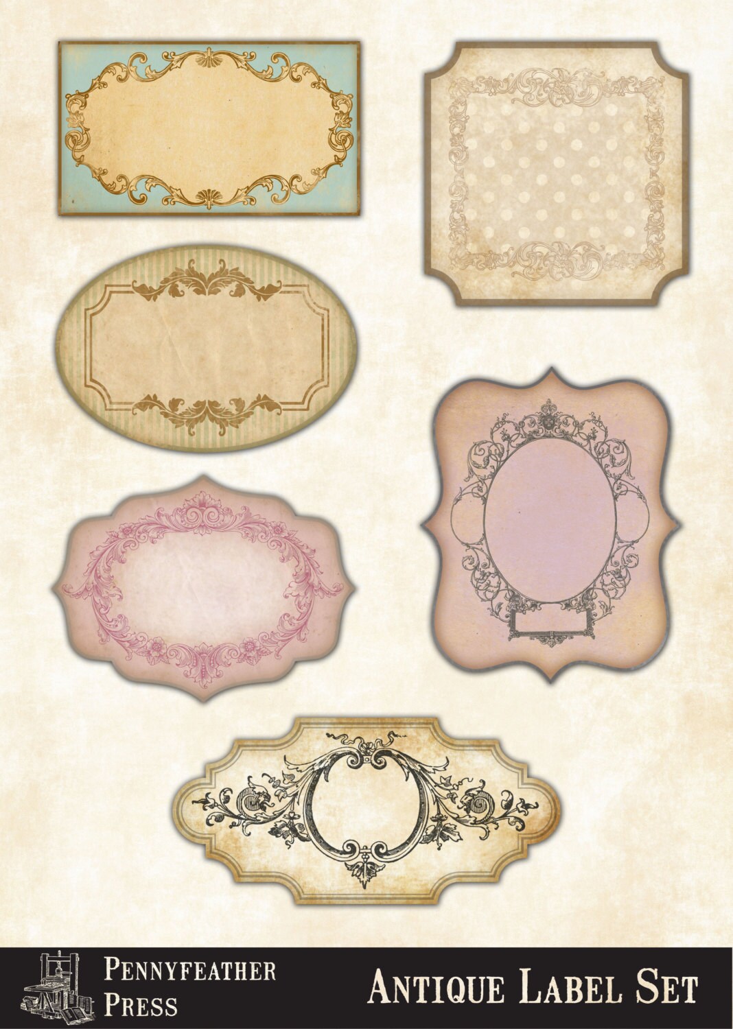 Imprimer étiquette Antique ensemble ancien Vintage Shabby ...