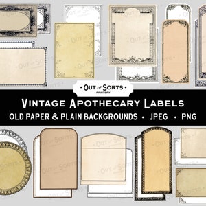 Vintage Apothecary Labels, Antique Pharmacy Stickers, Old Paper PNG Jars, Potion Bottle Printables, Perfume Tags, Blank Drugstore Clipart