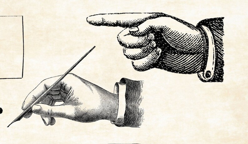 Pointing Hand Pointing Finger Vintage Hand Digital Clip Art | Etsy