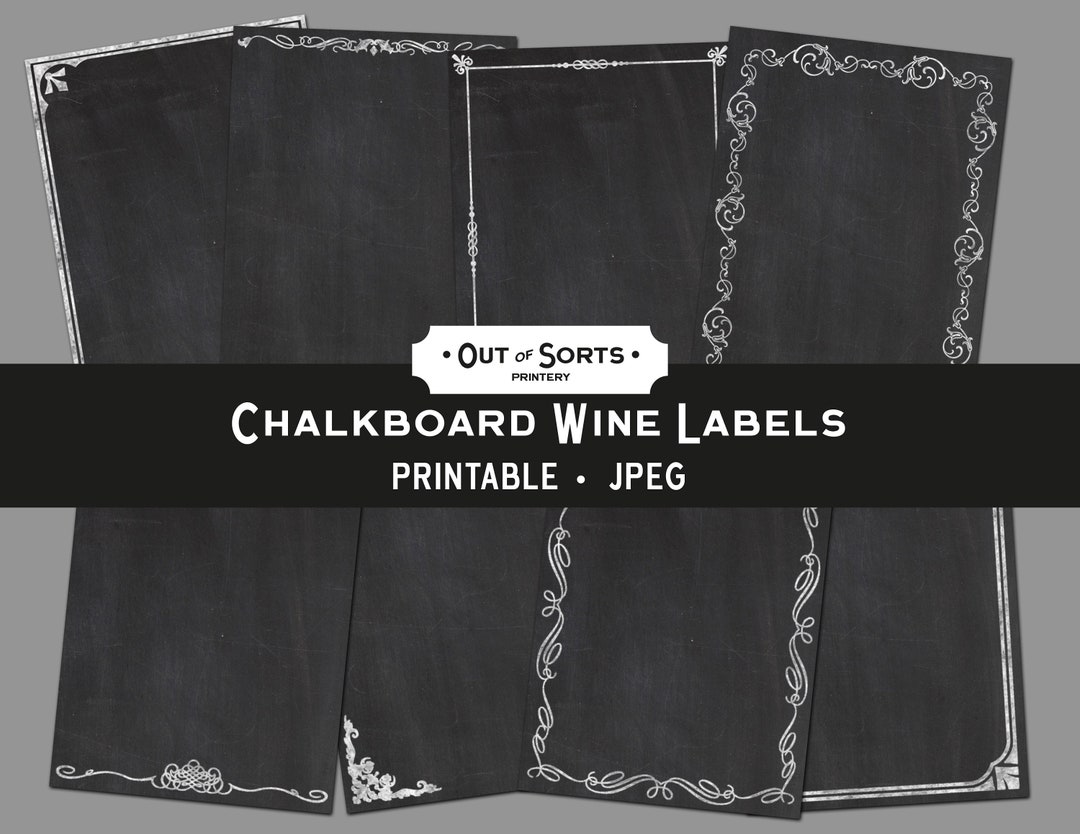 Printable Chalkboard Wine Bottle Labels, Chalkboard Wine Labels, Chalk ...