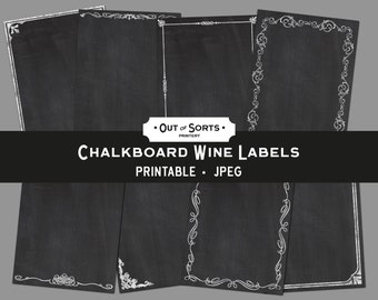 Printable Chalkboard Wine Bottle Labels, Chalkboard Wine Labels, Chalk Frames,  Printable Chalk Labels, Wedding Wine Labels, Chalk Clipart