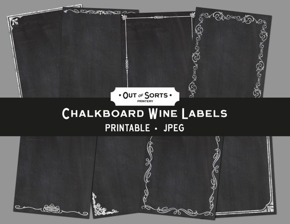 Printable Chalkboard Wine Bottle Labels, Chalkboard Wine Labels