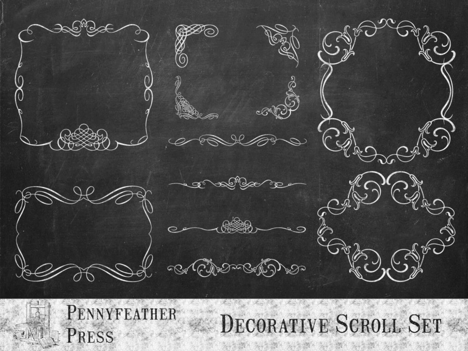 Chalkboard Decorative Ornamental Scrolls and Flourishes Set Etsy