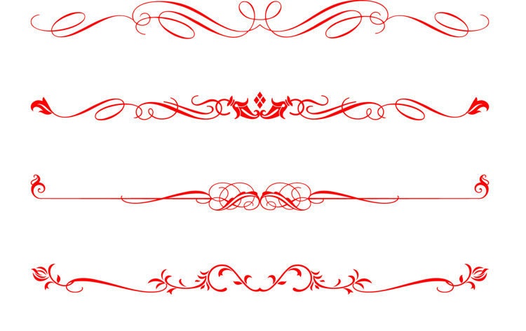 Red Text Dividers, Red Decorative Dividers, Red Ornament Clipart, Red