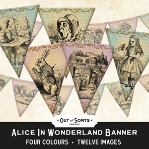 Printable Alice In Wonderland Banner, Alice Banner, Alice Bunting, Alice Party Decoration,  Alice Party Printable, Alice Birthday Decor