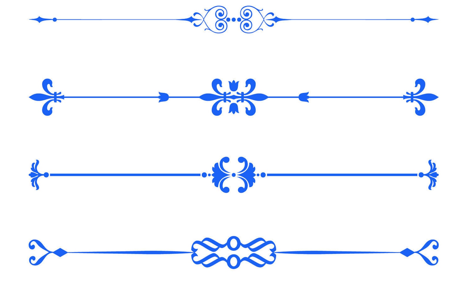 Royal Blue Text Dividers, Blue Decorative Ornaments, Blue Page Dividers ...