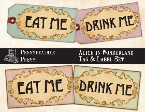 Alice In Wonderland Eat Me Drink Me And Label Set Etsy