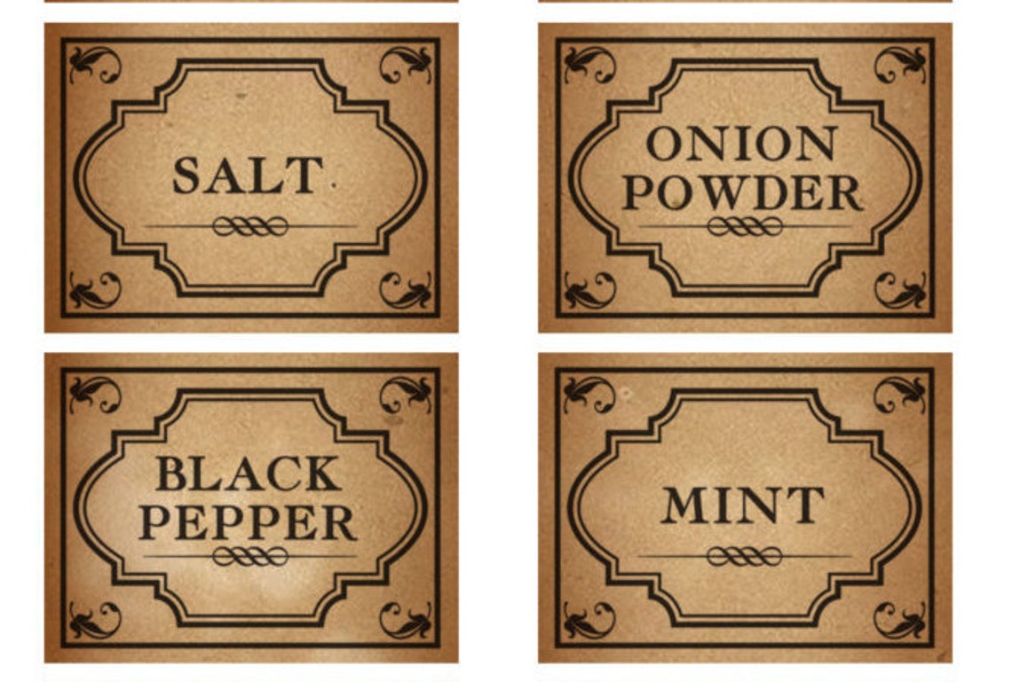 Printable Herbs and Spices Labels Vintage Spice Label Set Etsy