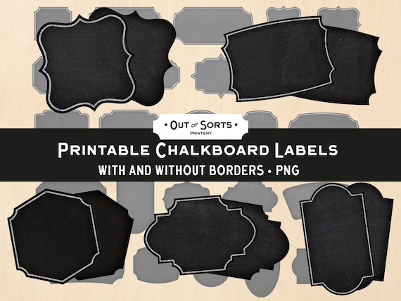 Printable Chalkboard Labels, PNG Chalk Frames, Chalkboard Borders